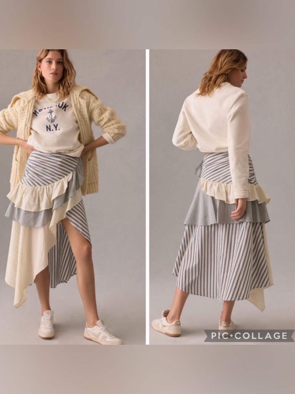 Anthropologie Stripped Handkerchief Style  Asymmetrical Poplin Skirt Size 4